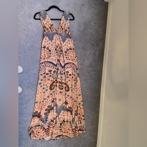 Free People Bohemian Blue and Pink Maxi Dress (XS)